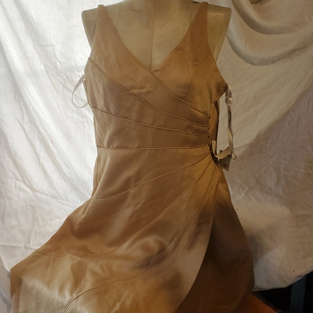 Gold Spaghetti Strap Formal Dress